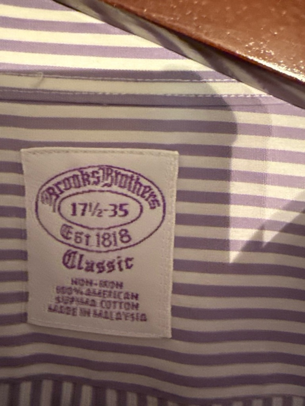 Brooks Brothers Lavender & White Striped Dress Shirt